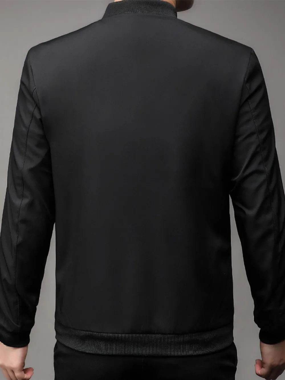 Men's Plus Size Full Zip Front Closure Bomber Jacket with Pockets, image 3