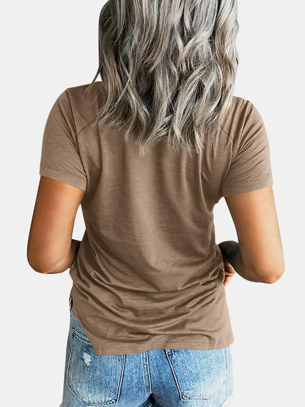 Pocketed V-Neck Short Sleeve T-Shirt, image 14