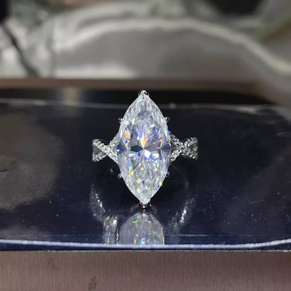 10 Carat Moissanite 925 Sterling Silver Ring, image 4