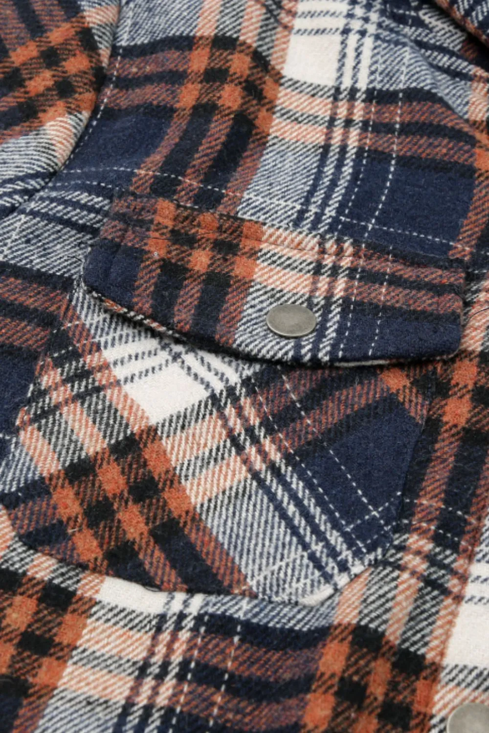 Plaid Button Up Long Sleeve Hooded Jacket, image 13