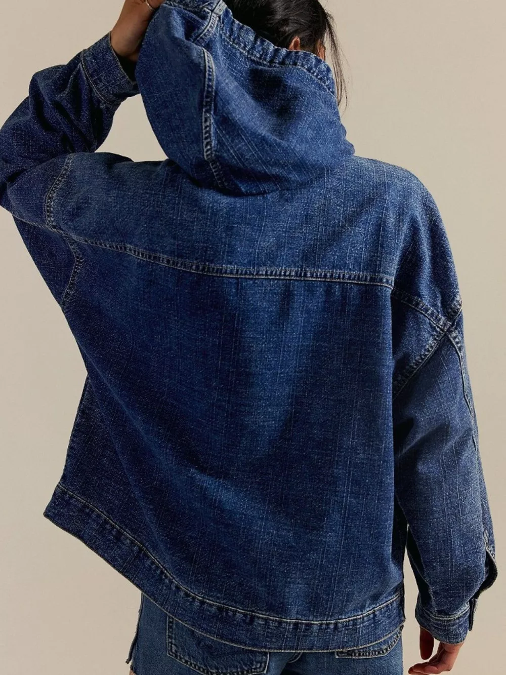 Half Zip Hooded Denim Top, image 13