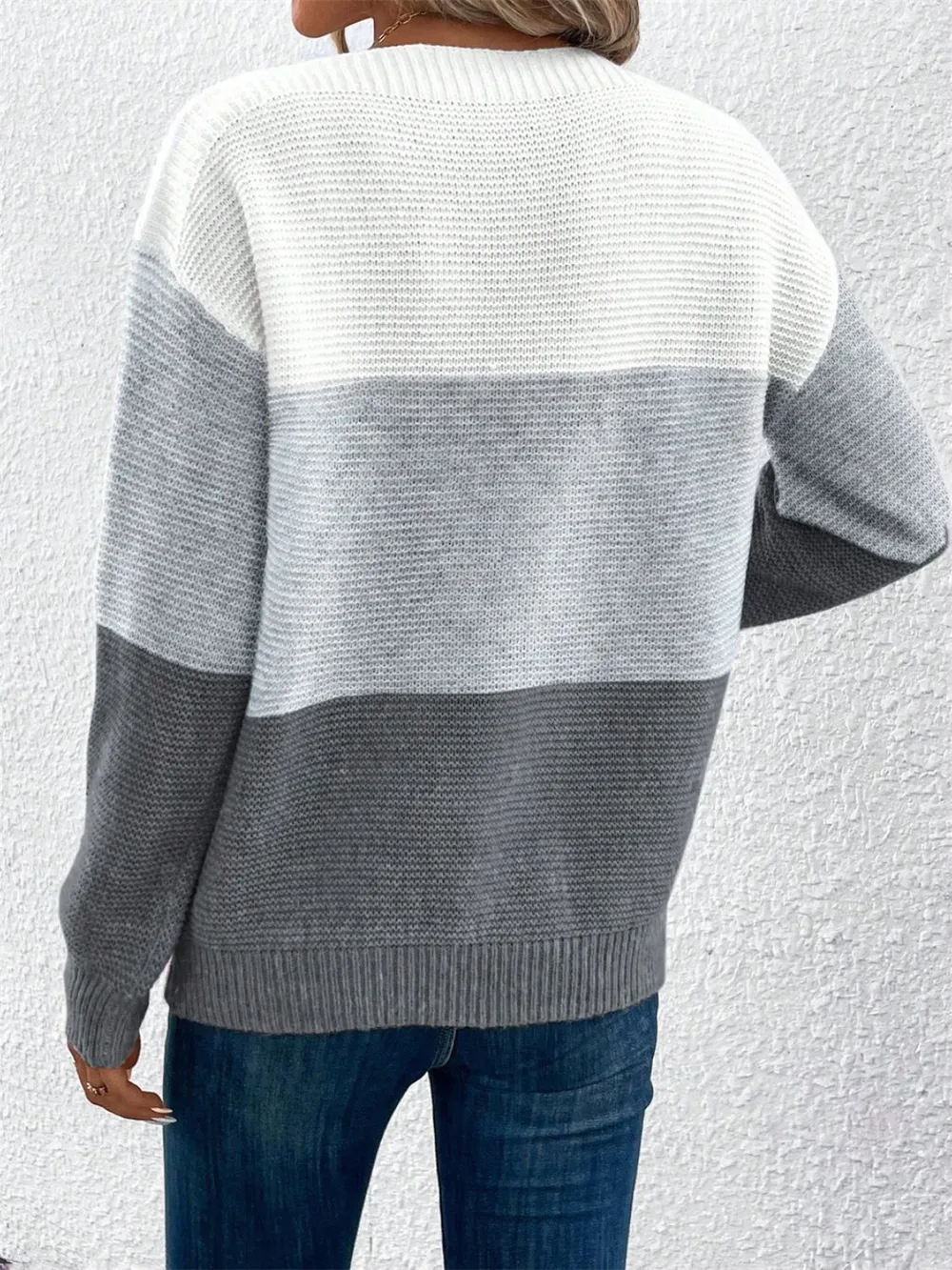 Color Block Drop Shoulder Long Sleeve Sweater, image 18