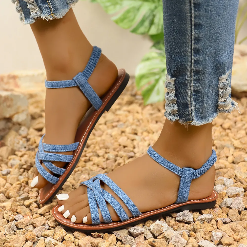 Strappy Ankle Strap Flat Sandals, image 8