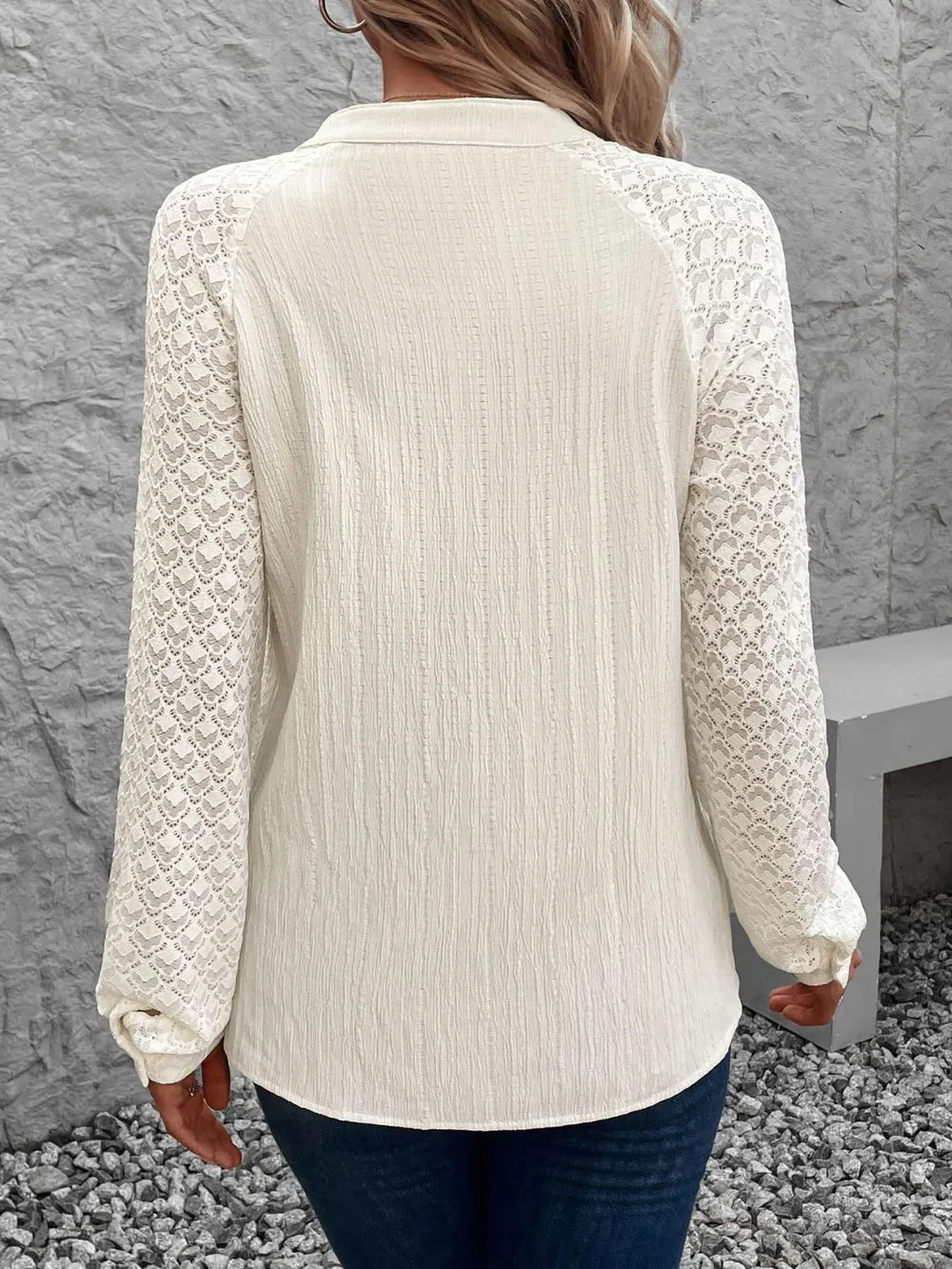 Textured Notched Long Sleeve Shirt, image 5