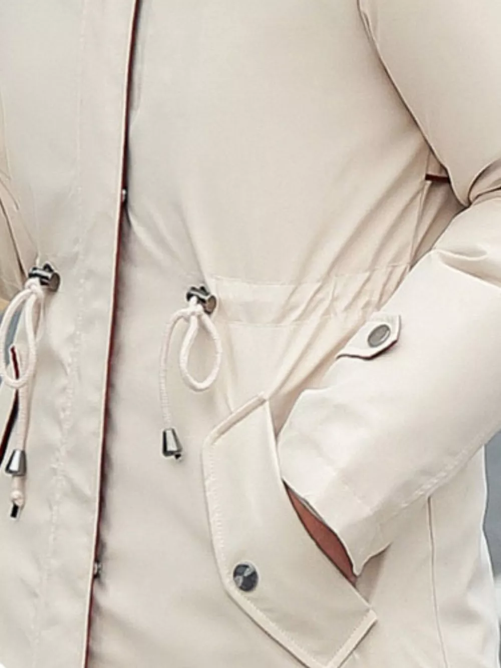 Plus Size Detachable Longline Hooded Parka with Faux Fur Trim and Drawstring Waist, image 32