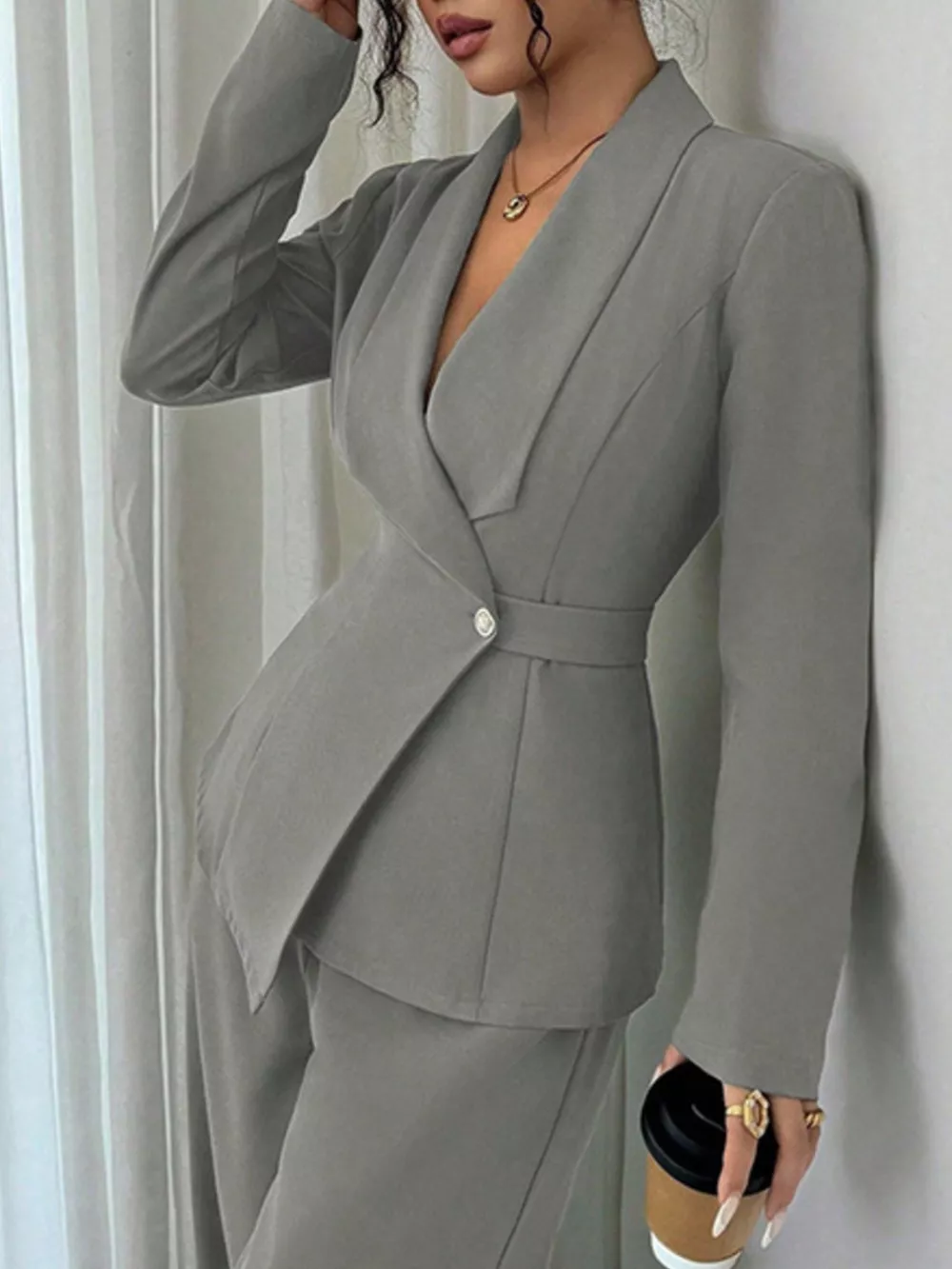One Button Blazer and Pants Set, image 28