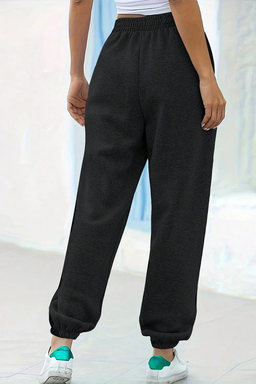 Elastic Waist Joggers with Pockets, image 2