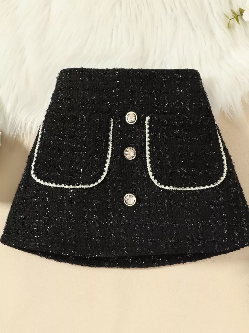 Children's Openwork Top and Tweed Skirt Set, image 8