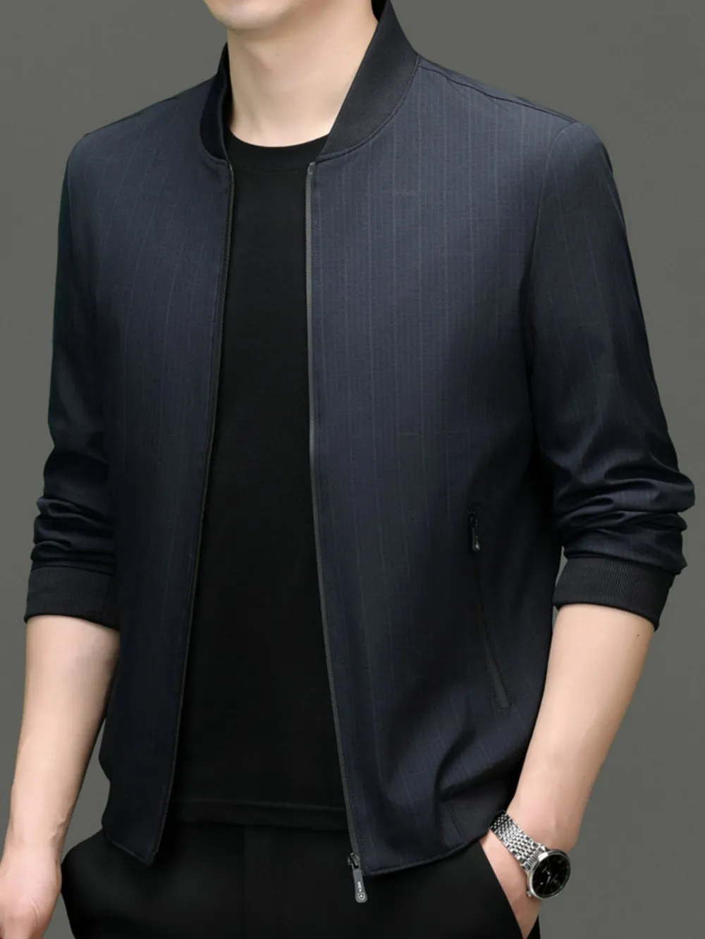 Men's Plus Size Zip Up Long Sleeve Jacket, image 2