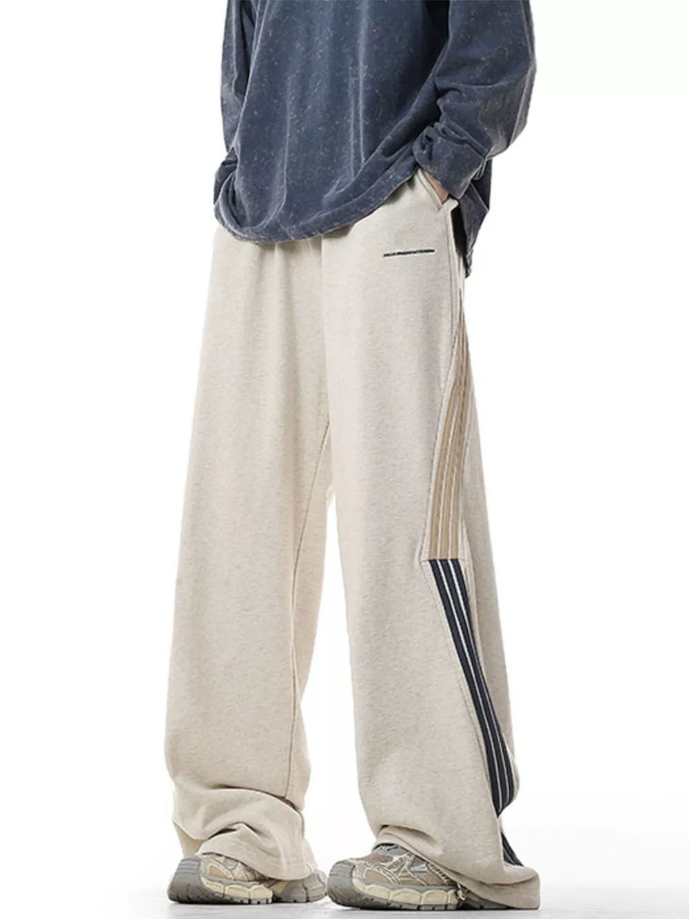 Men's Plus Size Side Striped Relaxed Fit Casual Pants, image 9