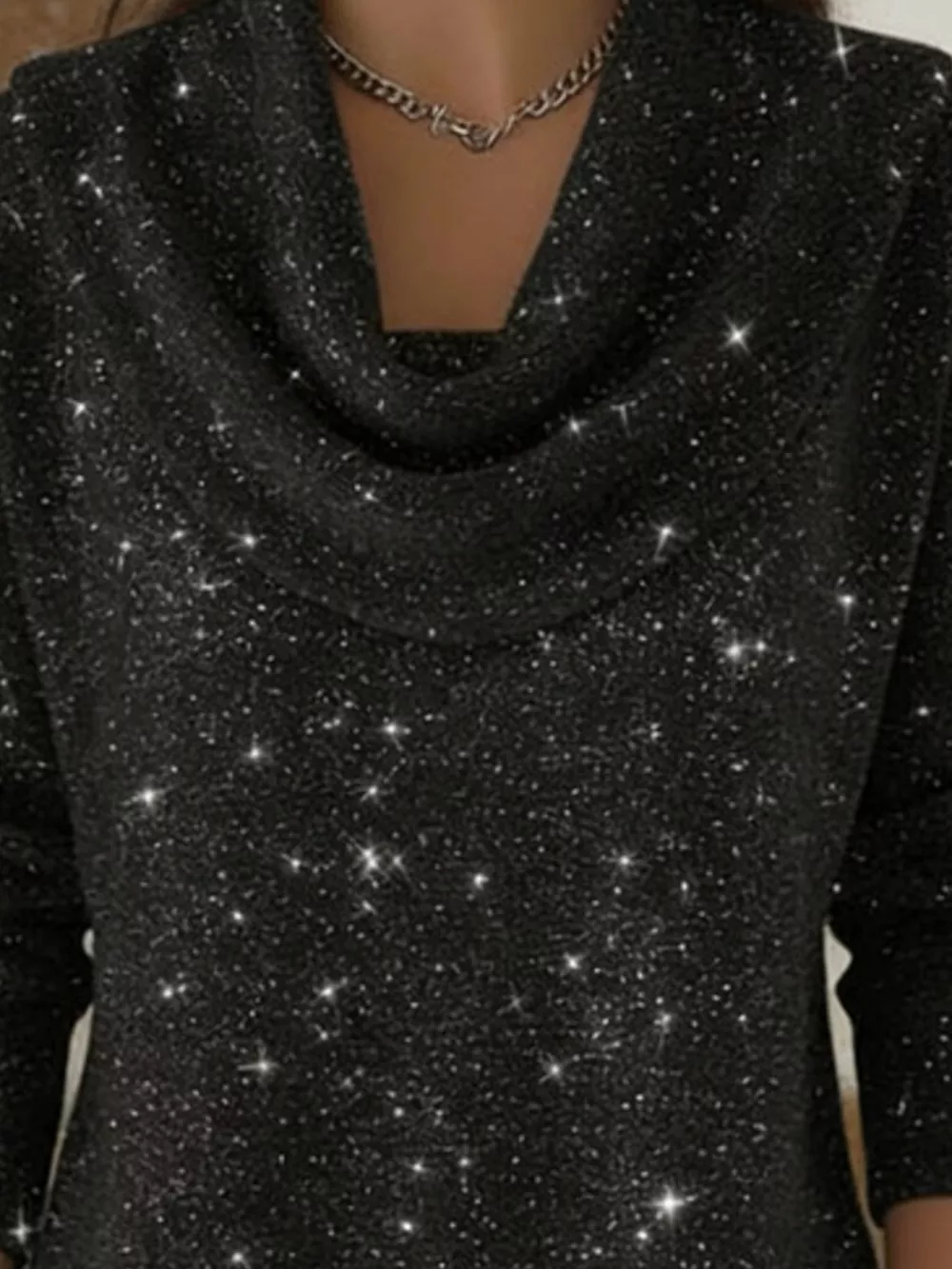 Full Size Solid Color Cowl Neck Sweater Plus Size, image 2