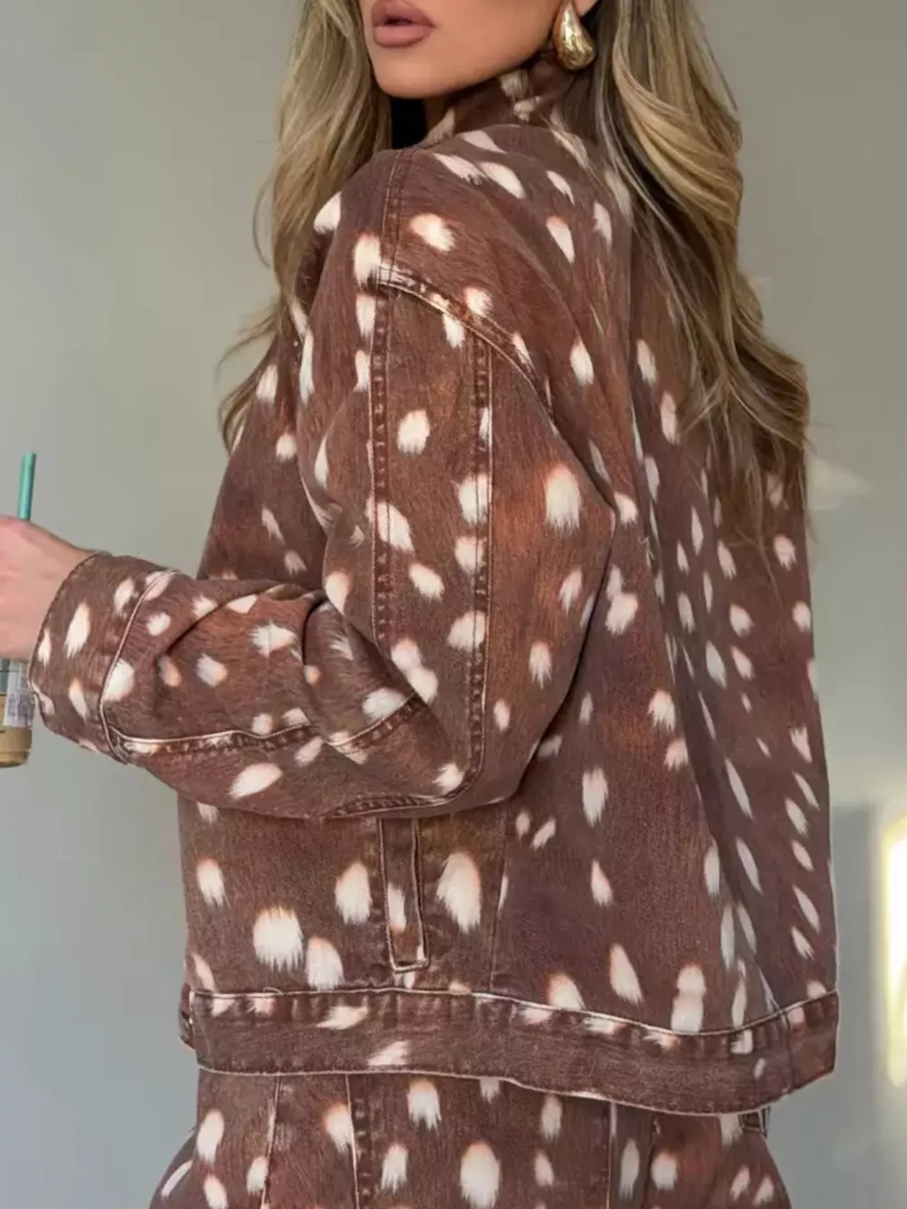 Fawn-Print Button Down Denim Jacket, image 5