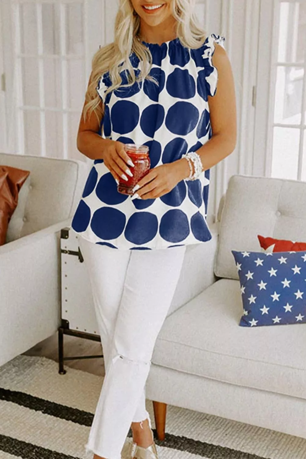 Polka Dot Ruffled Cami, image 3