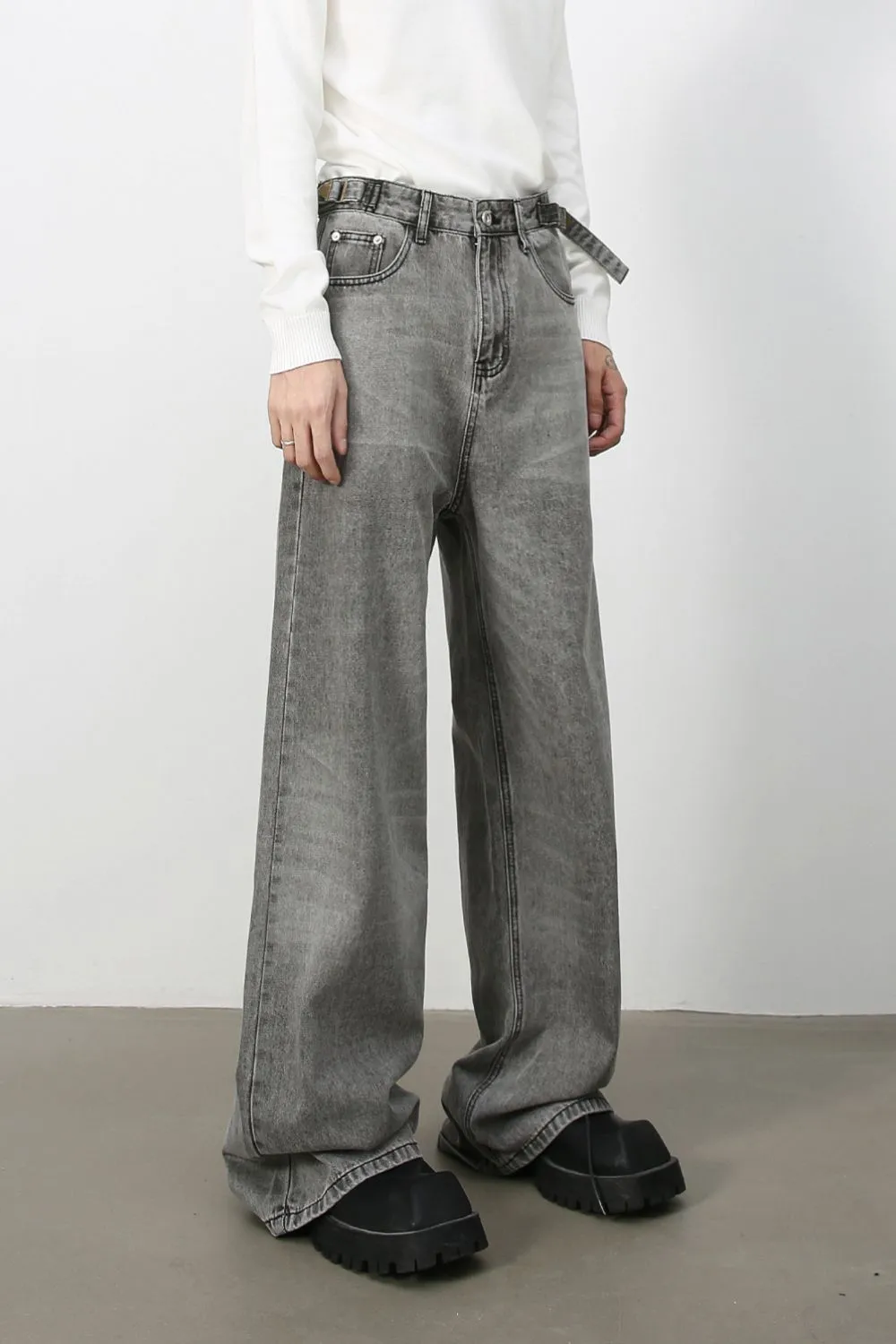 Men's Wide Leg Jeans with Pockets, image 3