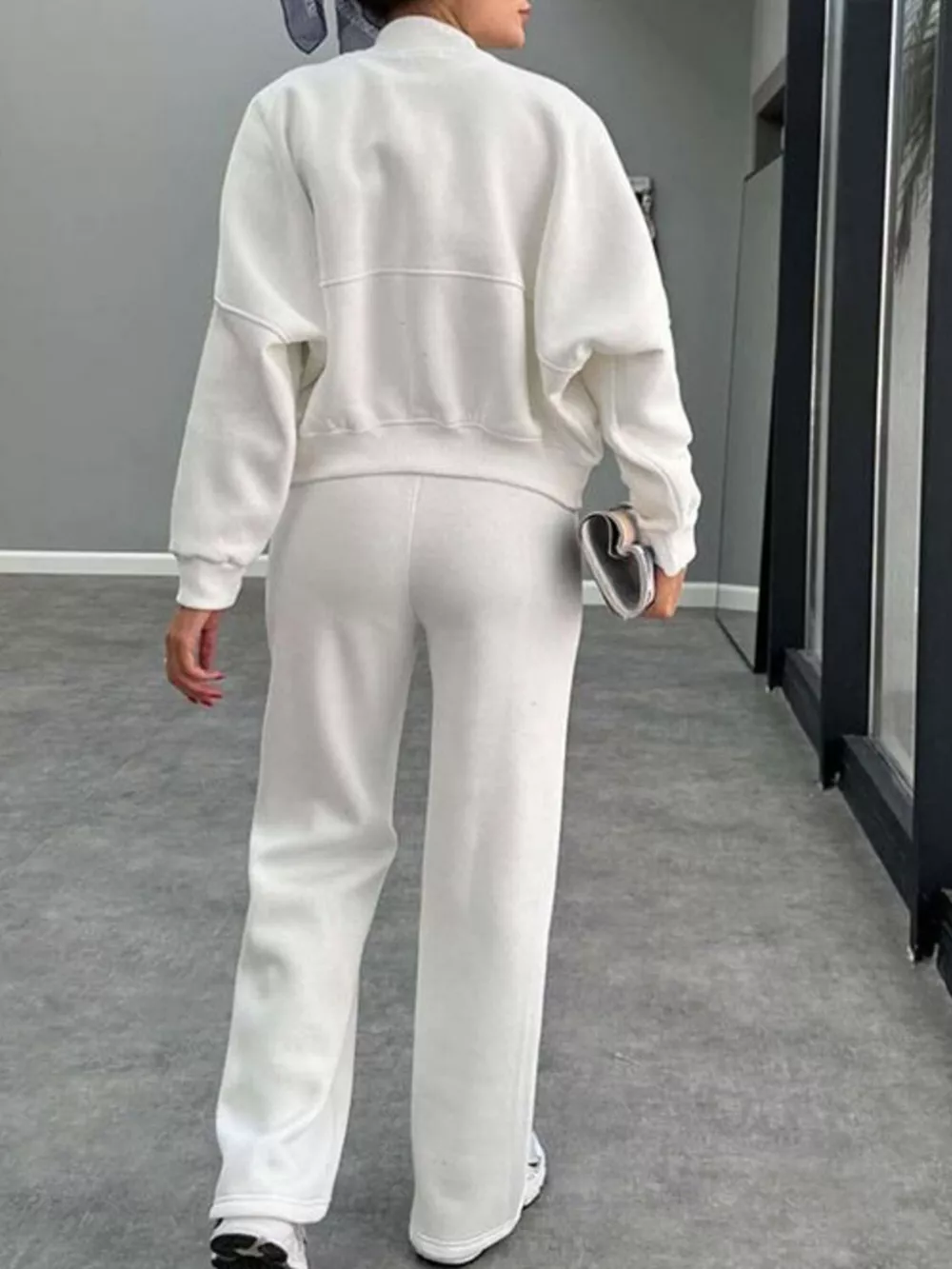Zip Up Dropped Shoulder Outerwear and Pants Set, image 28