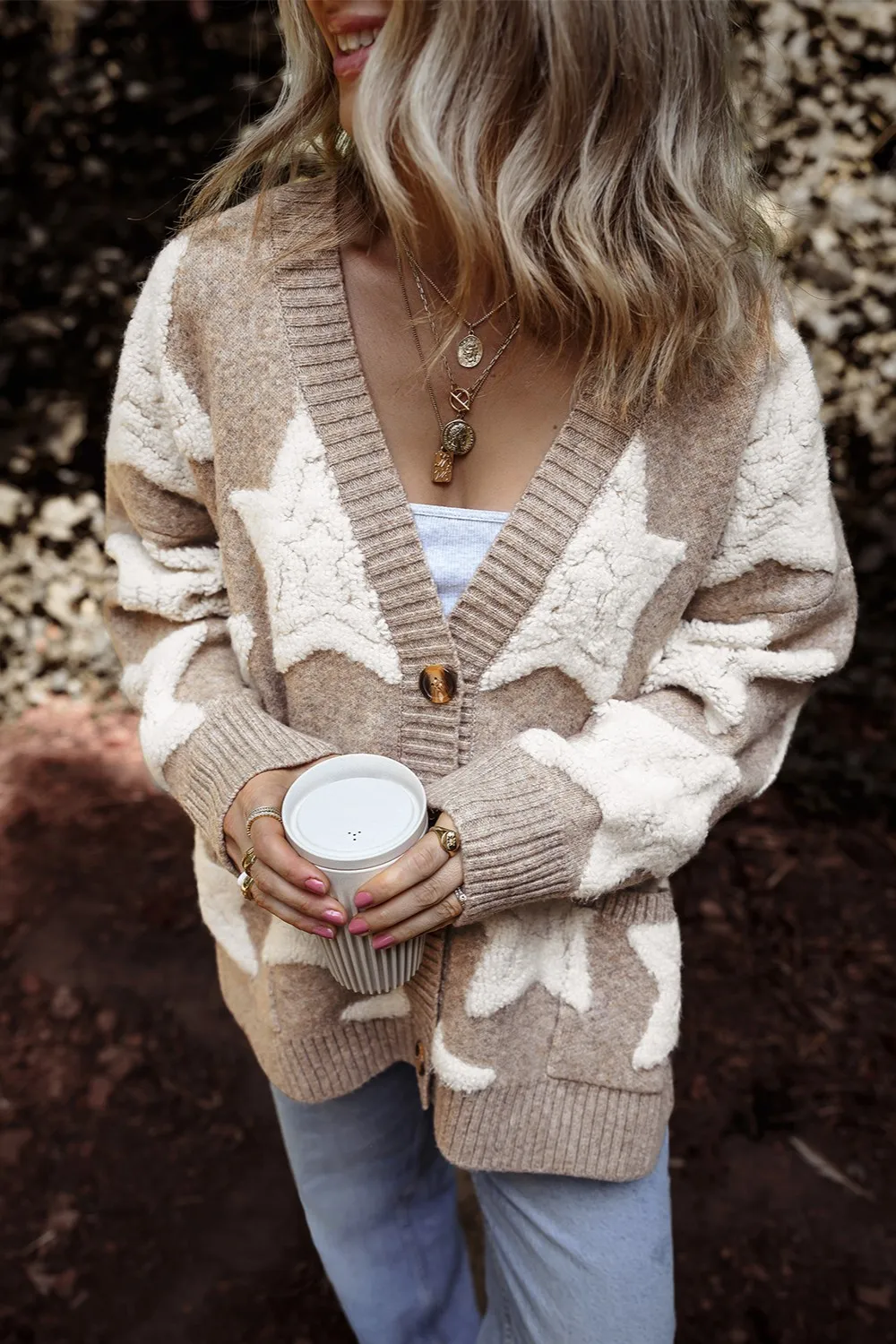 Star Button Up Long Sleeve Cardigan, image 7