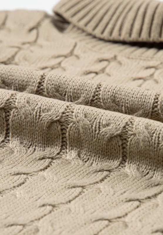 Cable Knit Turtleneck Short Sleeve Sweater, image 13