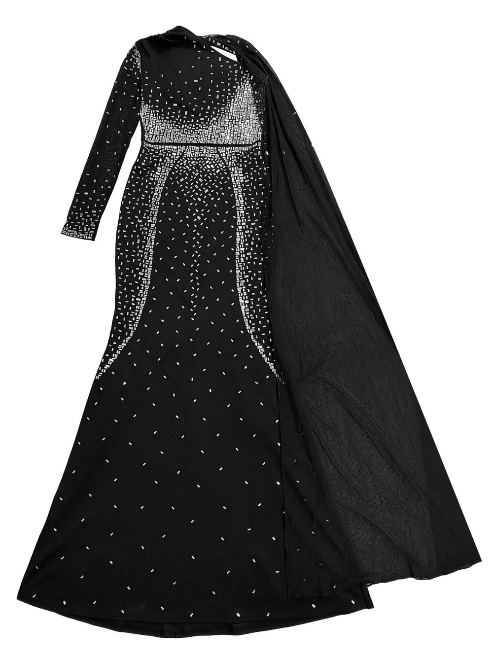 Rhinestone Embellished Cape Maxi Dress, image 7