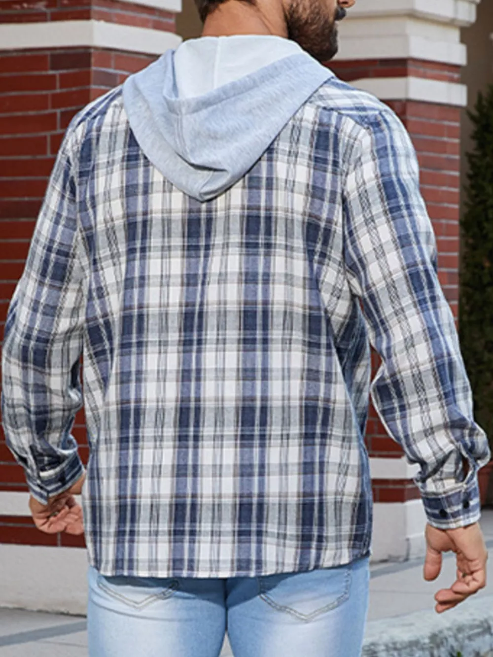 Men's Casual Plaid Long Sleeve Shirt, image 9