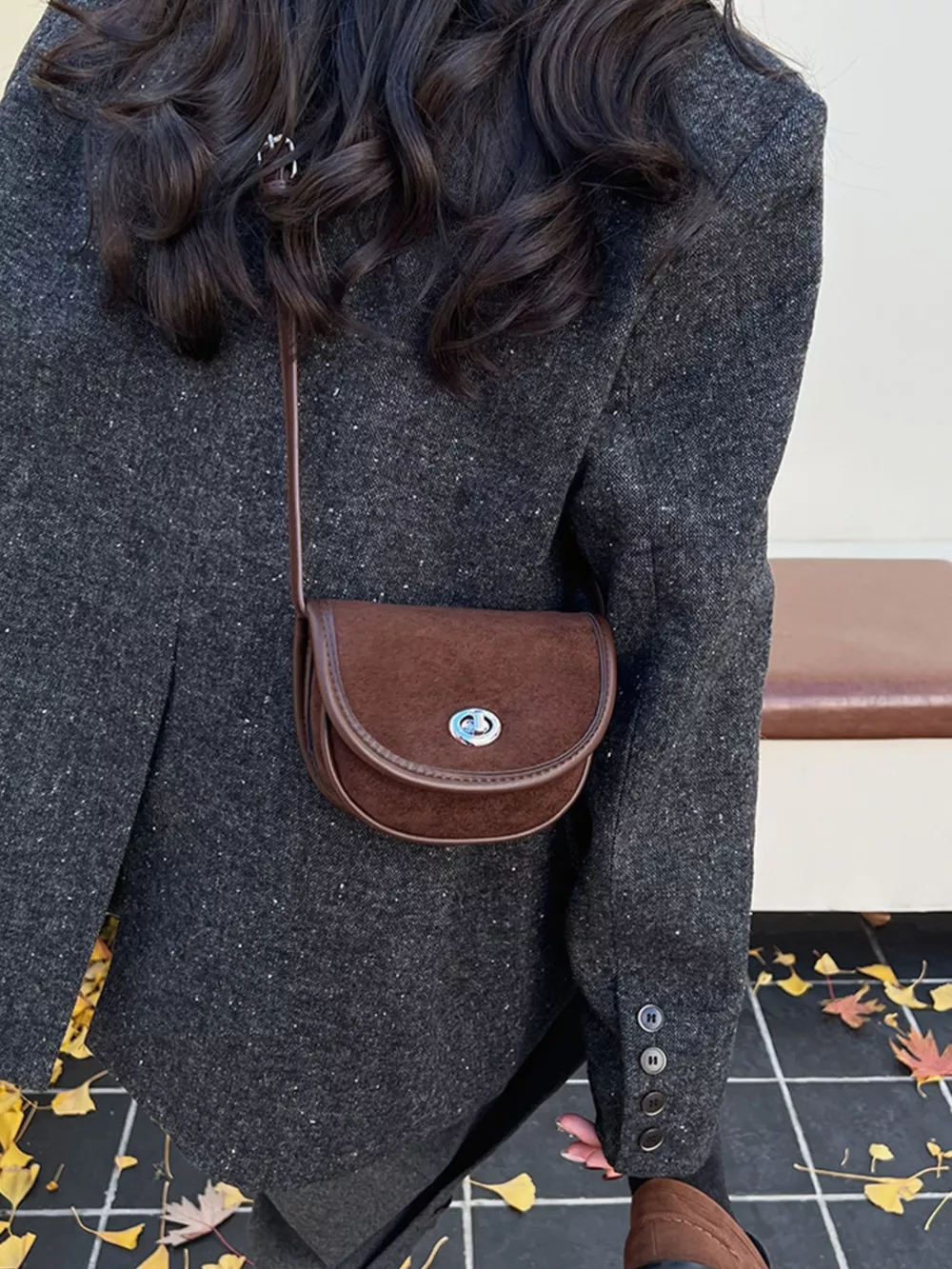 Suede Flap Crossbody Bag, image 7