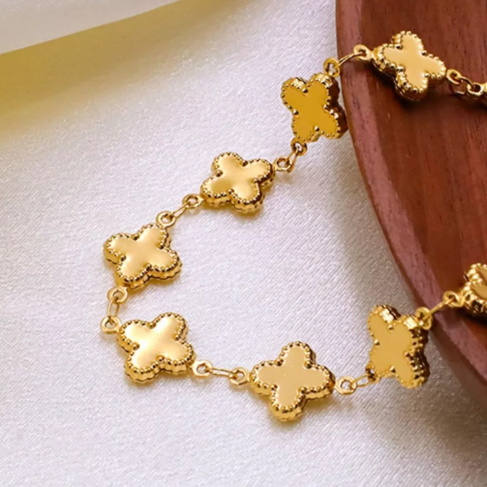 18K Gold-Plated Clover Charm Necklace, image 3