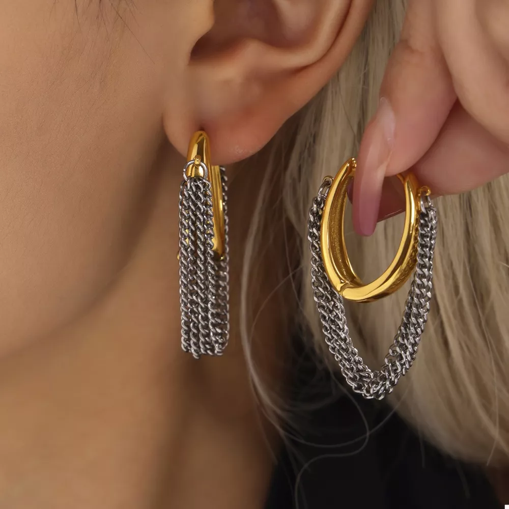Chunky Chain Hoop Earrings, image 6