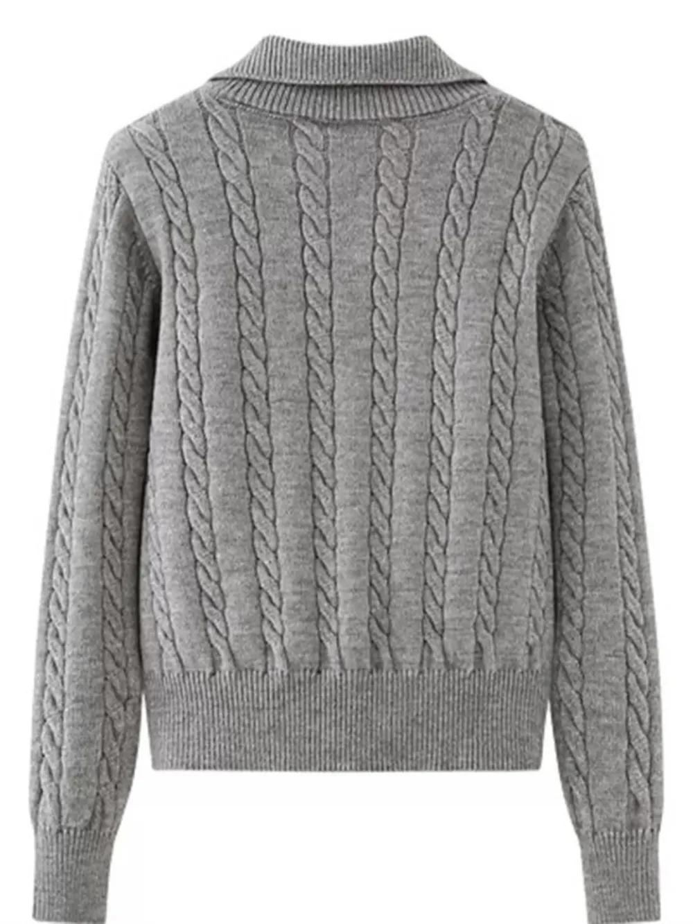 Cable-Knit Half Zip Long Sleeve Sweater, image 6