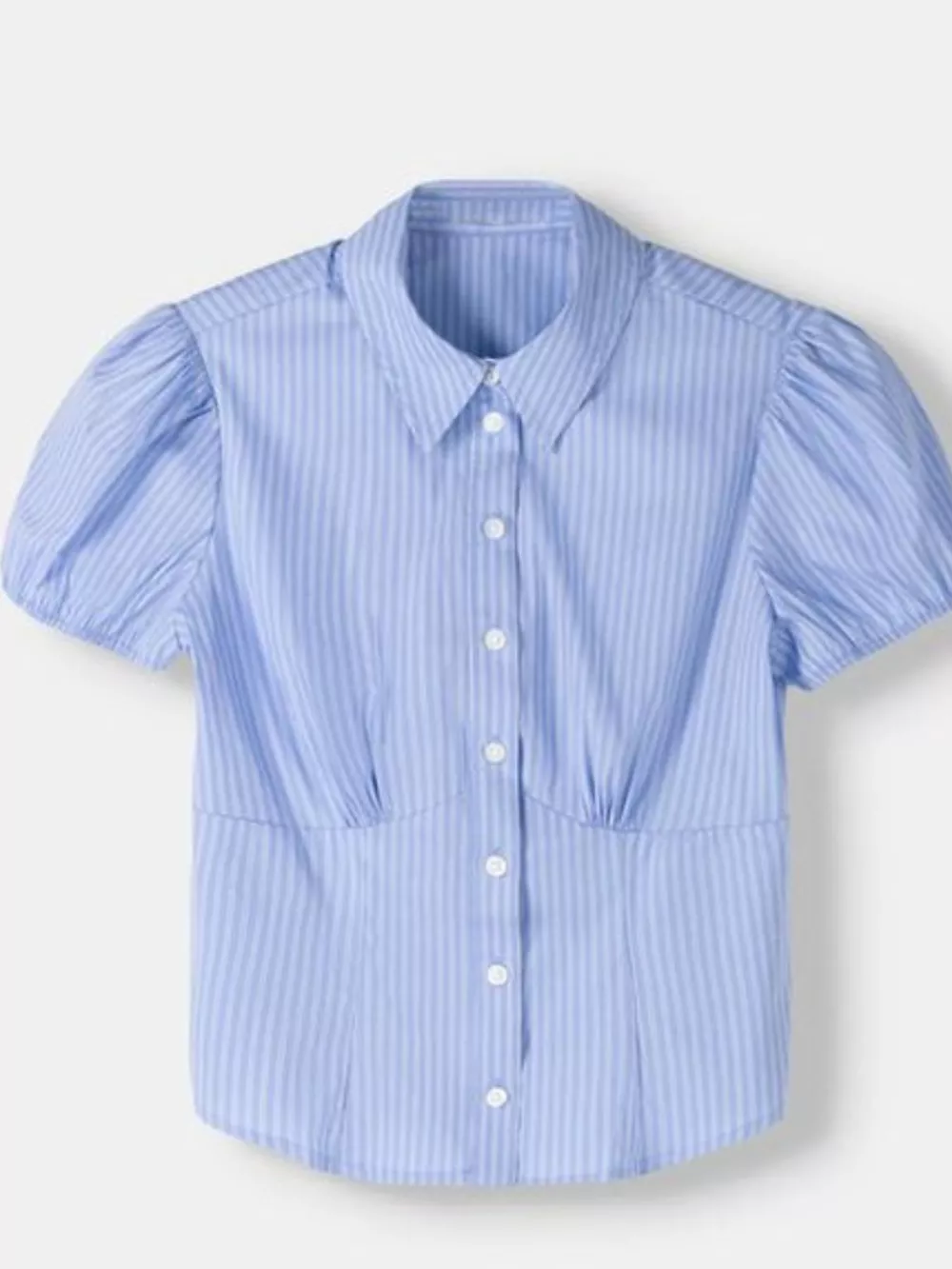Striped Button Up Puff Sleeve Shirt, image 6