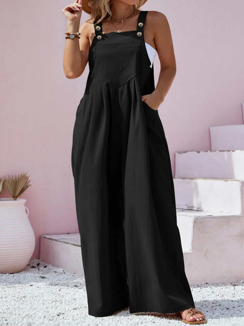 Plus Size Square Neck Wide Leg Overalls, image 20