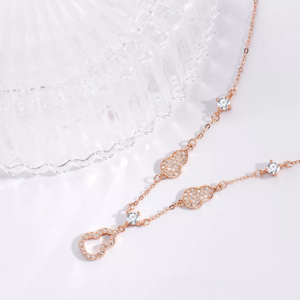 925 Sterling Silver Zircon Gourd Necklace, image 3