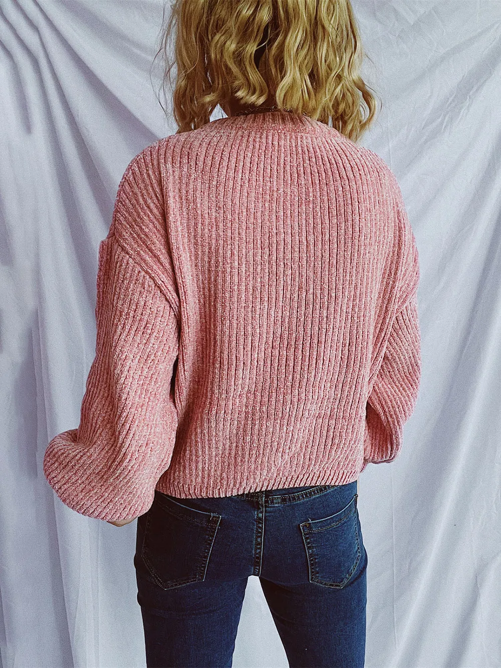 Round Neck Dropped Shoulder Long Sleeve Sweater, image 10