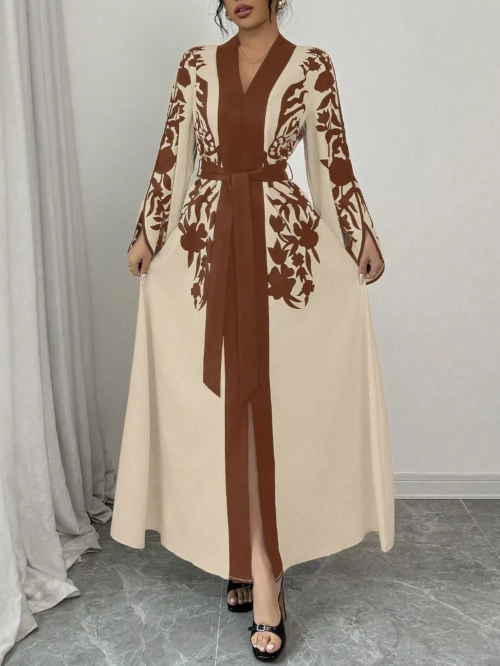 Printed Tie Waist Maxi Dress, image 18
