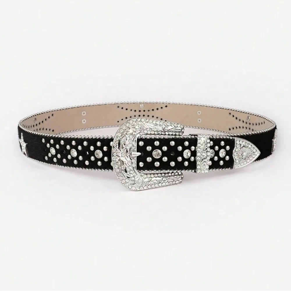 PU Leather Inlaid Rhinestone Belt, image 4