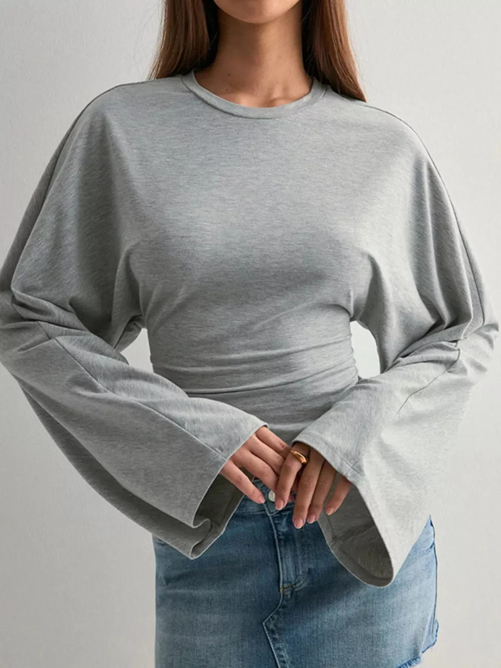 Full Size Long Sleeve Fitted T-Shirt Plus Size, image 9
