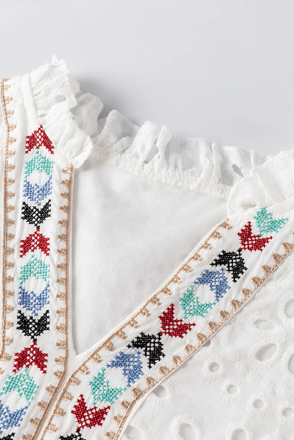 Eyelet Frill Short Sleeve Blouse, image 6