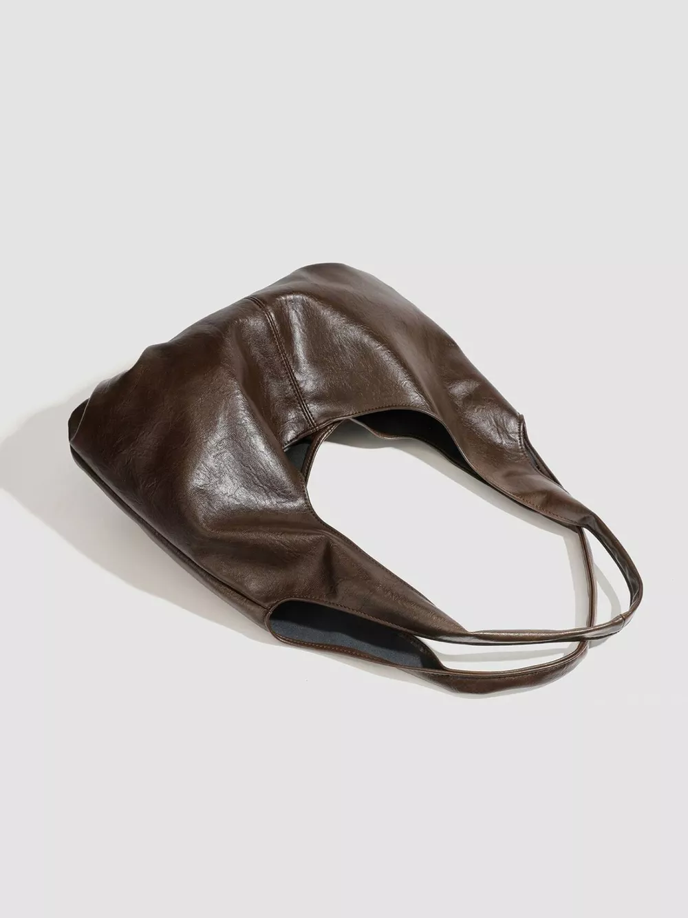 Vintage Glossy Hobo Shoulder Bag with Matching Pouch, image 6