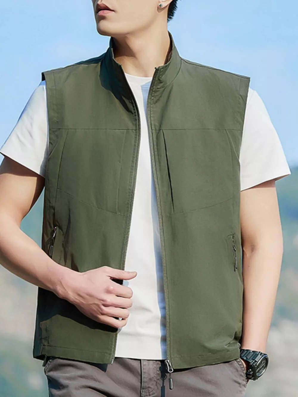 Men's Plus Size Lightweight Zip Up Vest, image 7
