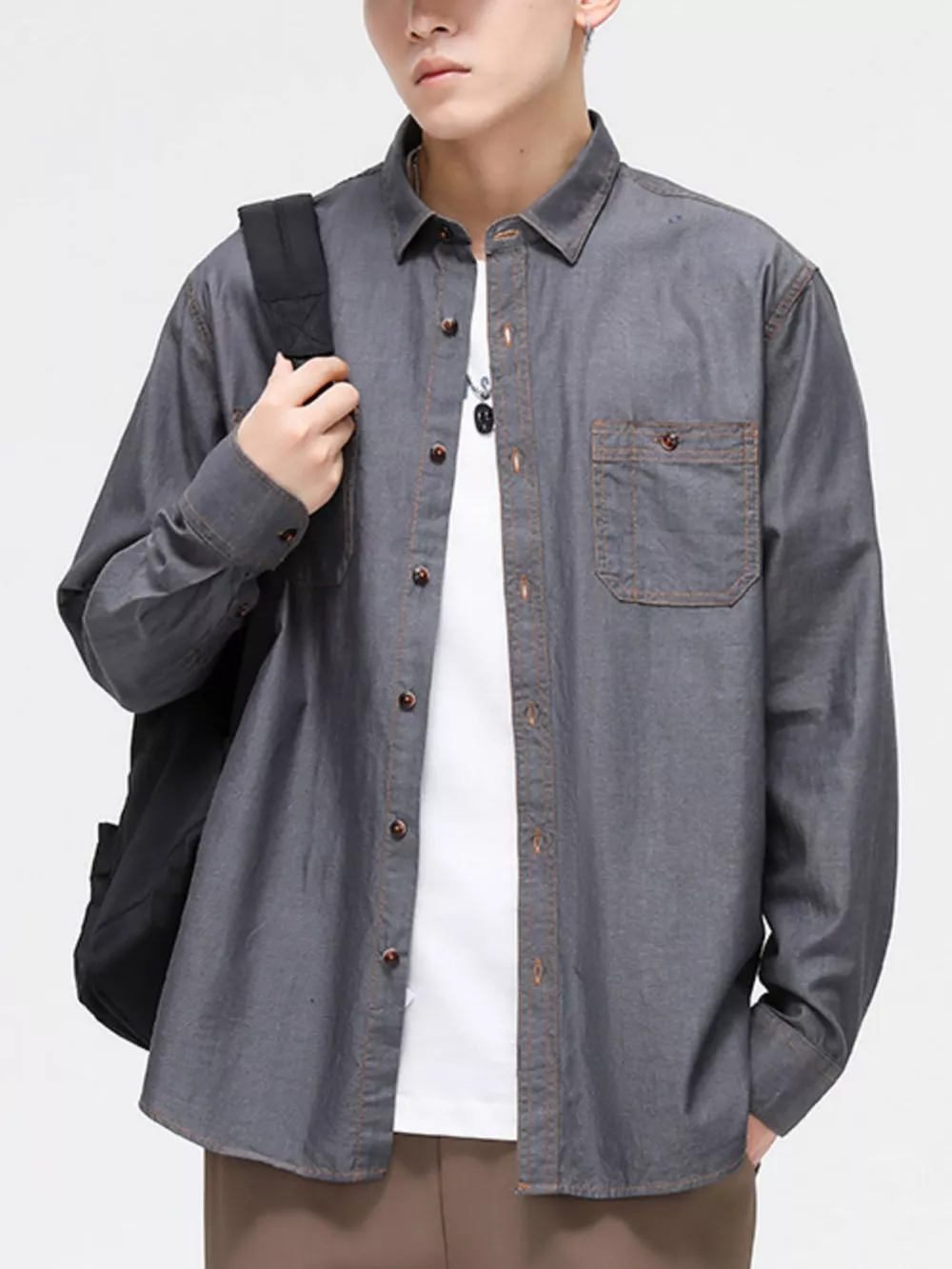 Men's Full Size Button Up Long Sleeve Shirt Plus Size, image 4