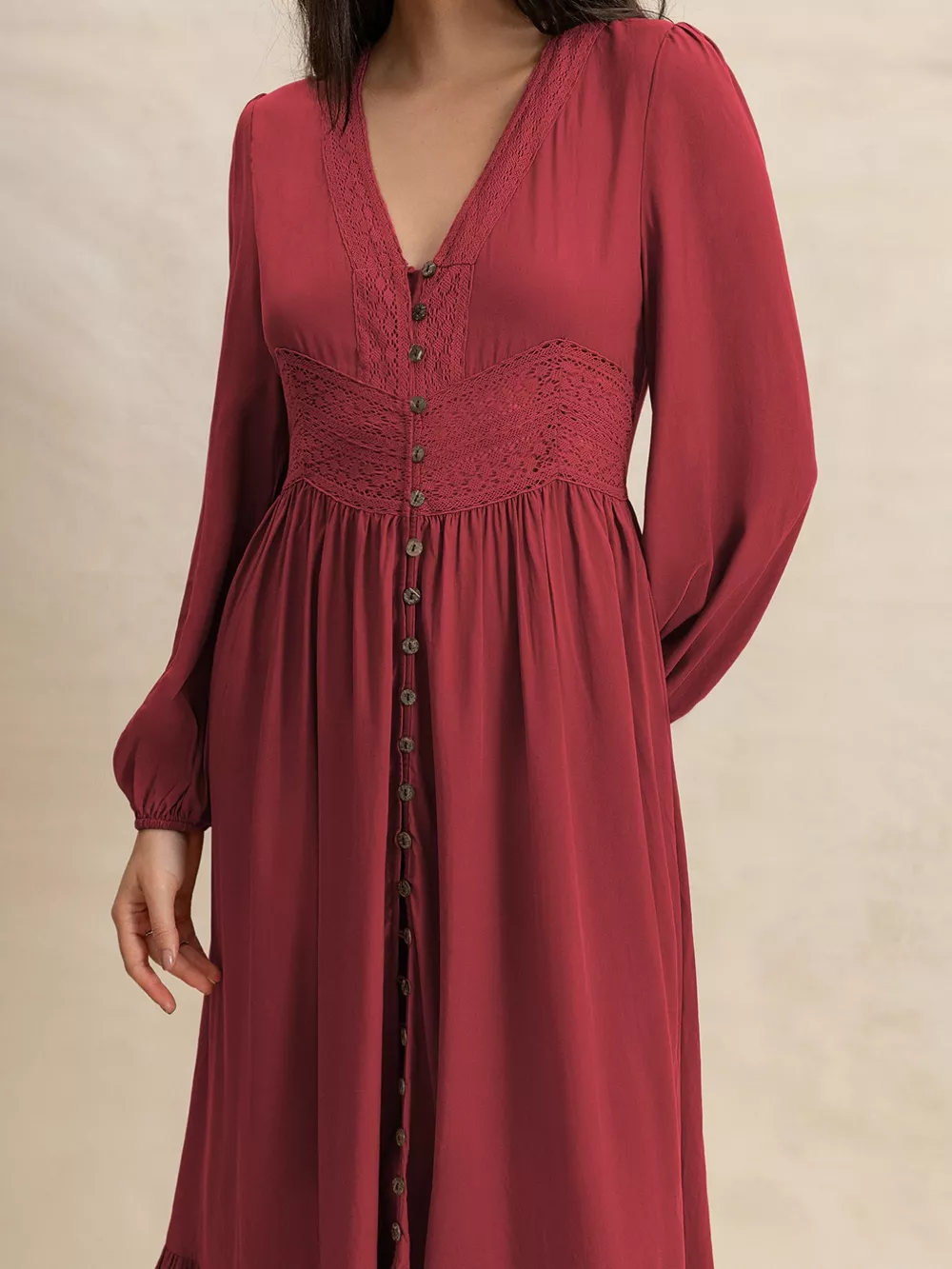 Plus Size V-Neck Balloon Sleeve Maxi Dress, image 2