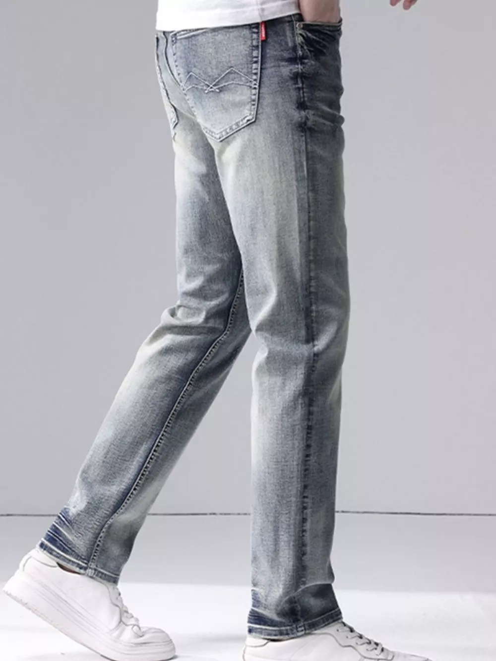 Men's Washed Slim Fit Jeans, image 4