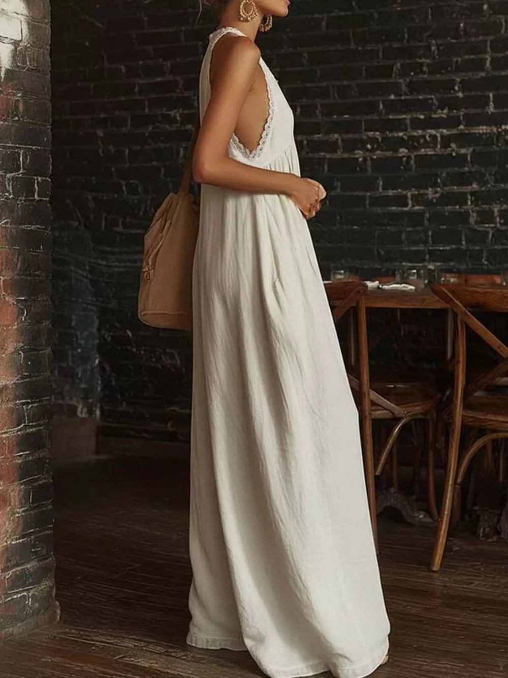 Full Size Lace Trim Wide-Leg Jumpsuit Plus Size, image 3