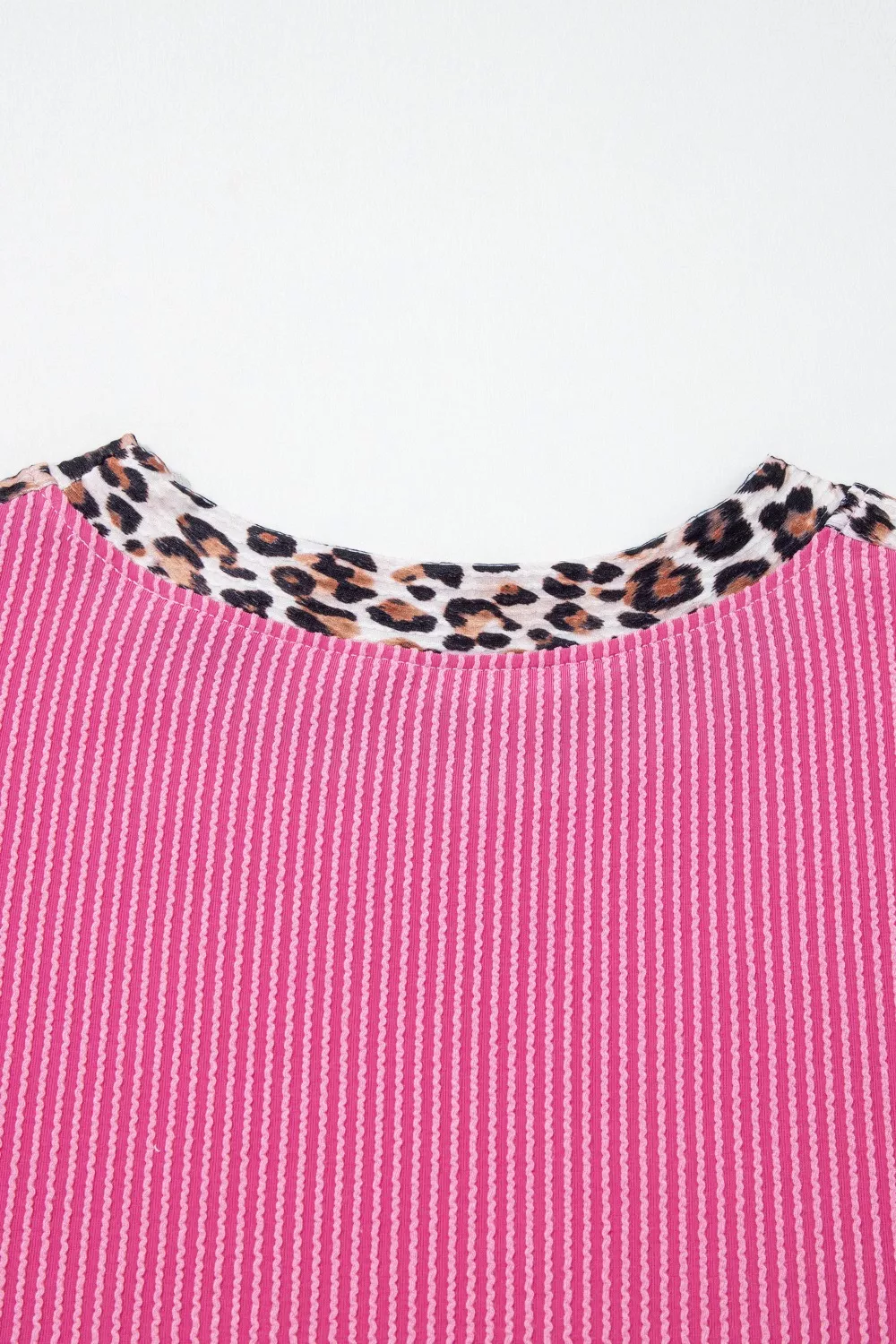 Leopard Trim Twist Ribbed Top and Shorts Set, image 8