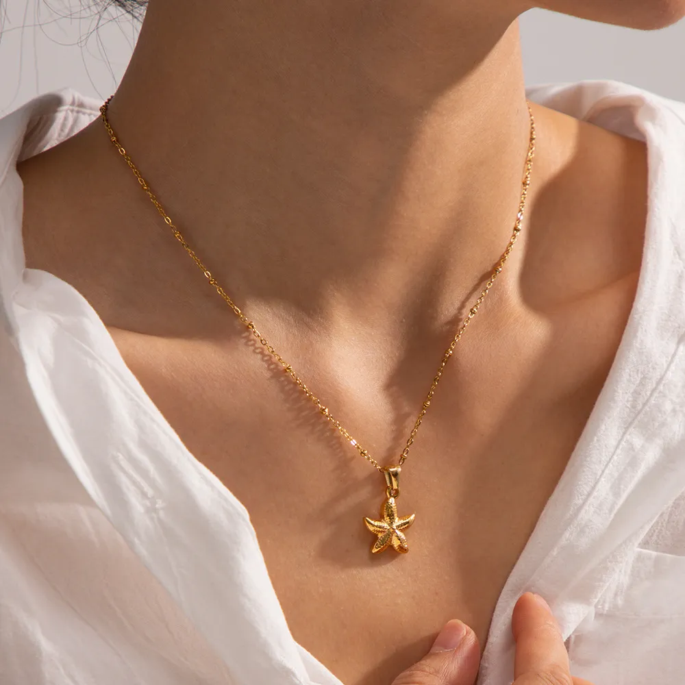 18K Gold Plated Starfish Pendant Necklace