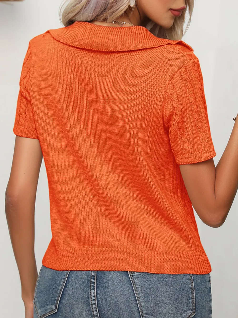 Cable Knit Short Sleeve Top, image 9
