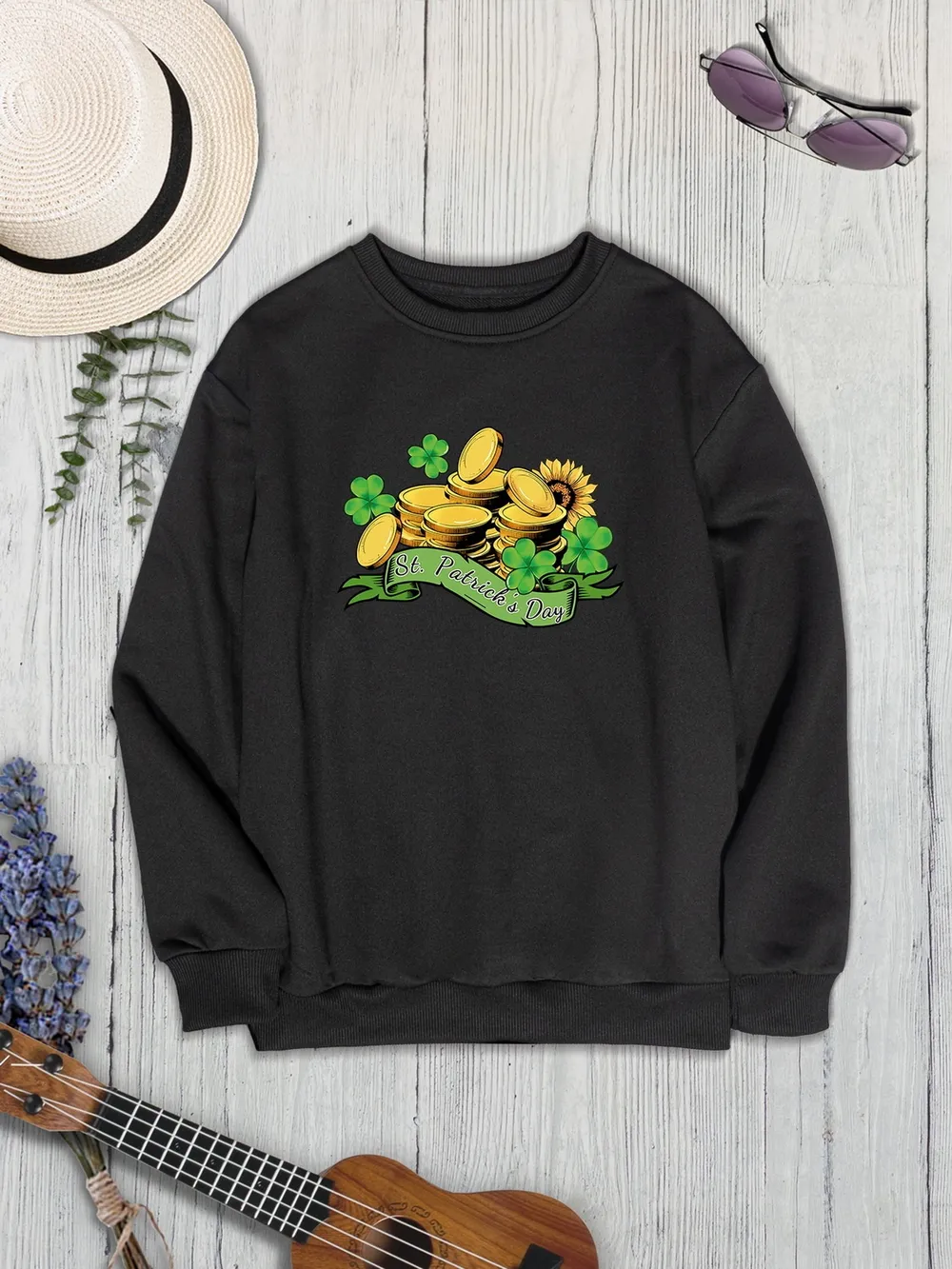 ST. PATRICK'S DAY Graphic Round Neck Sweatshirt, image 9