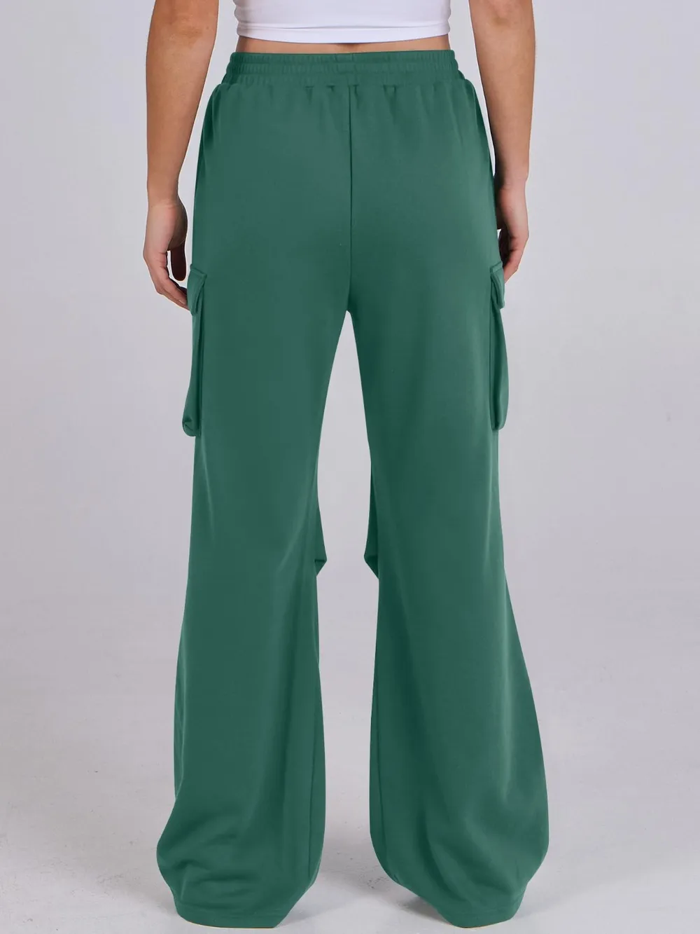 Elastic Waist Wide Leg Pants with Pockets, image 21
