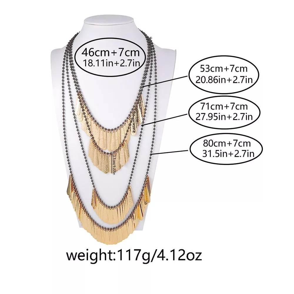 4-Piece 18K Gold-Plated Iron Tassel Necklace, image 6