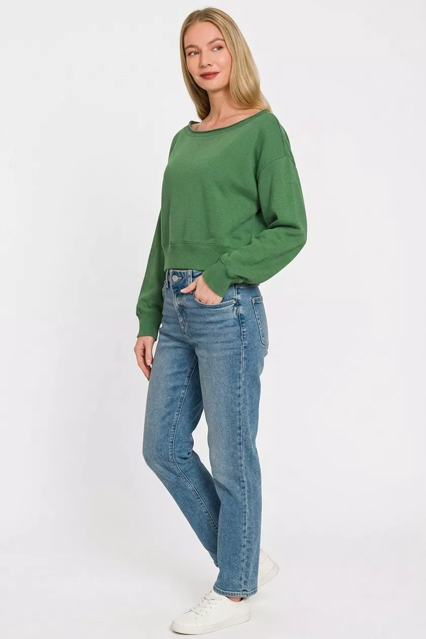 Fleece Boat-neck Sweatshirt, image 2