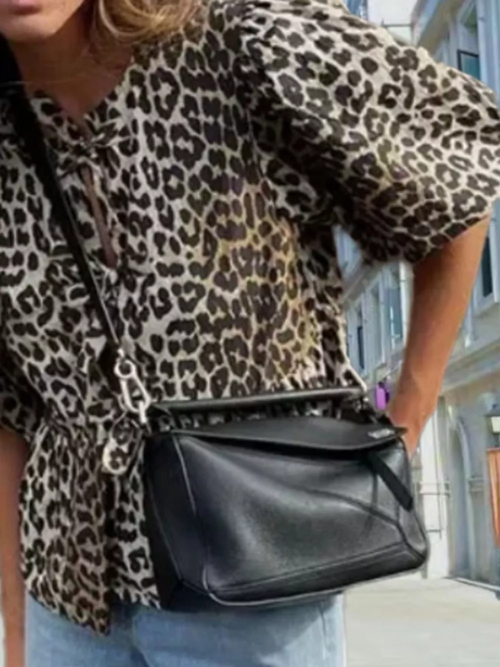 Leopard Print Puff Sleeve Blouse, image 3