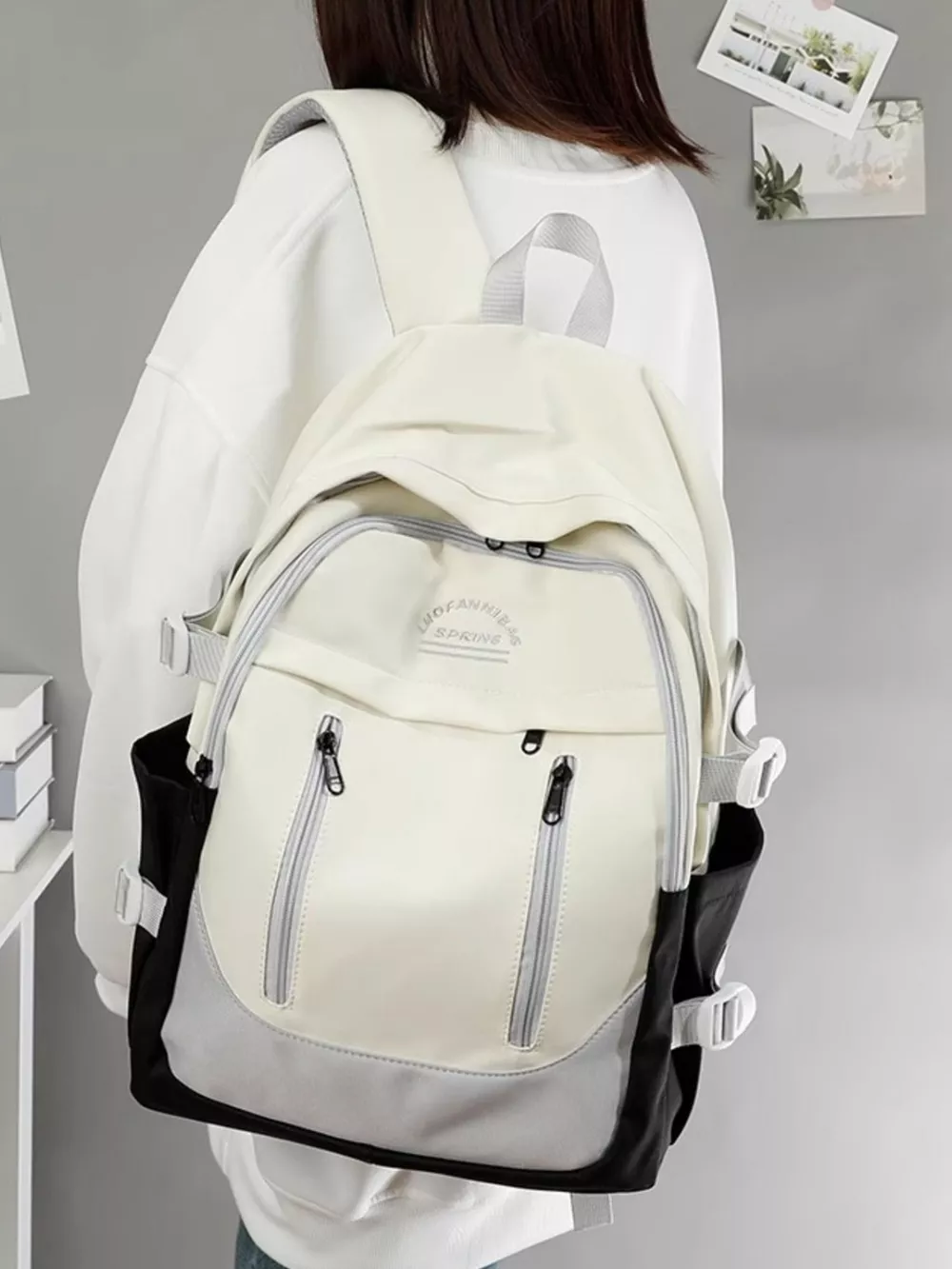 Color Block Lightweight Backpack Bag, image 3